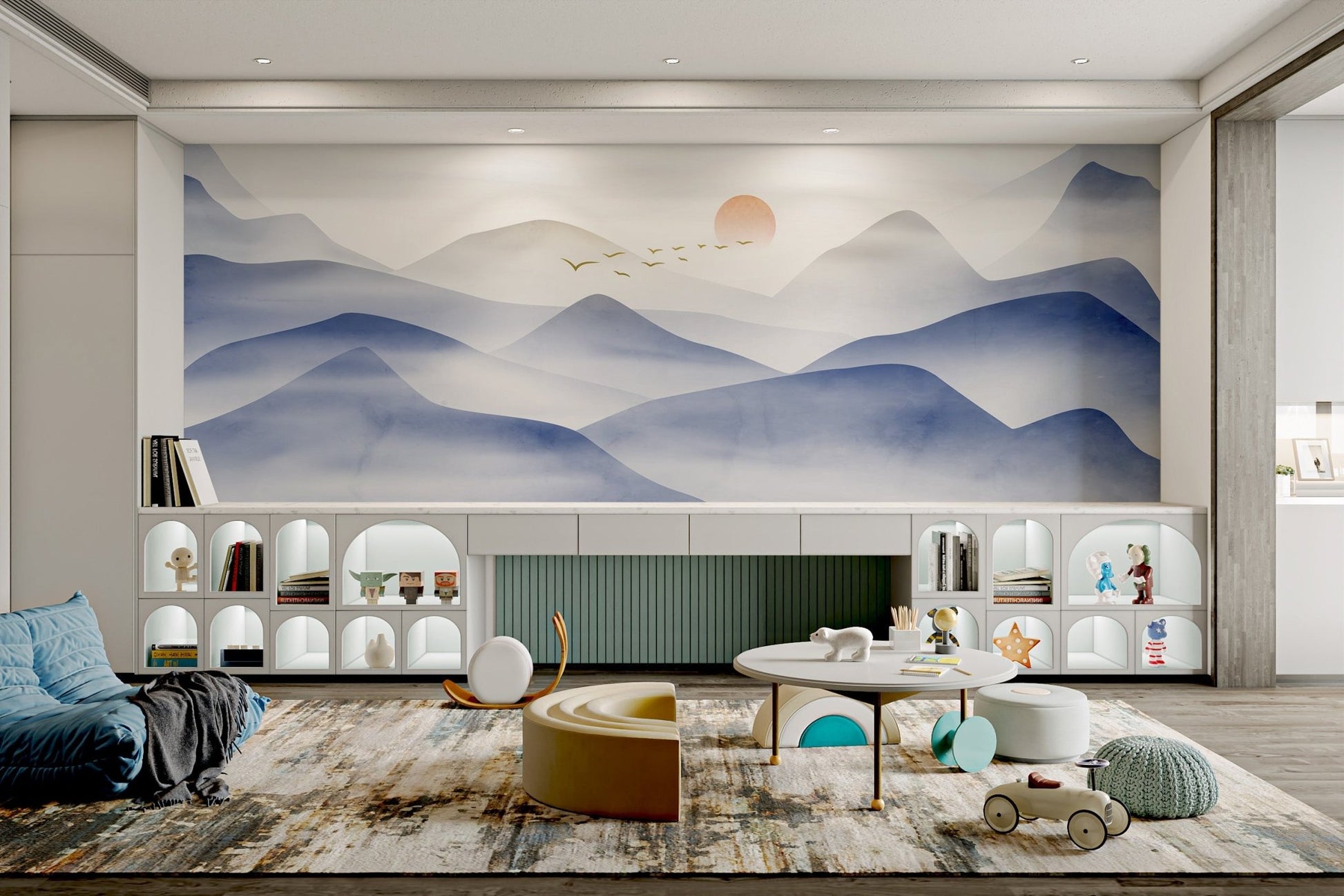 Misty Blue Mountain Landscape Wallpaper - Wallanza