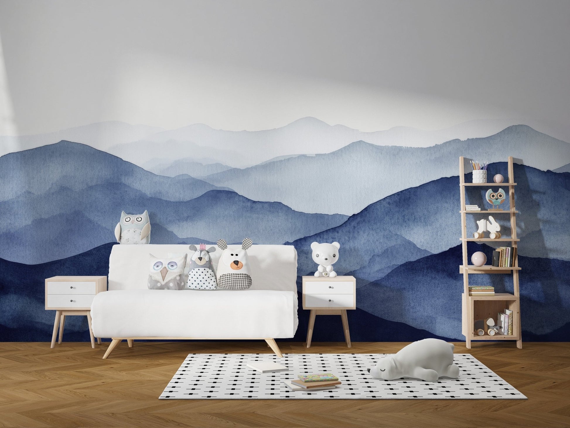 Misty Blue Mountains Wall Mural - Wallanza