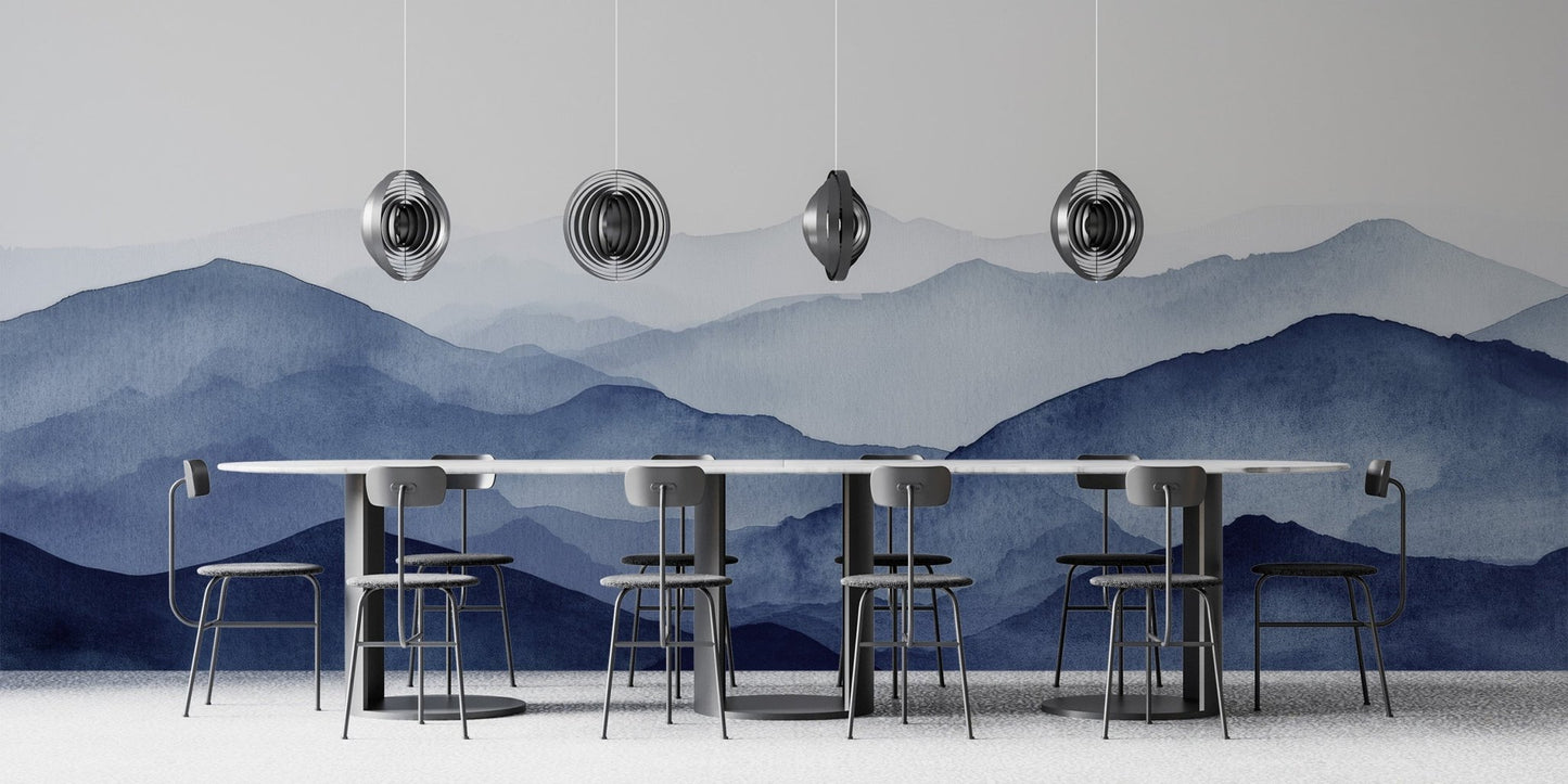 Misty Blue Mountains Wall Mural - Wallanza