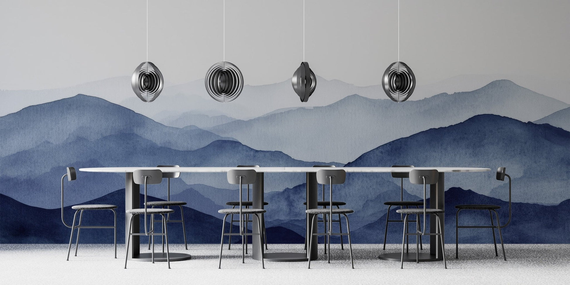 Misty Blue Mountains Wall Mural - Wallanza