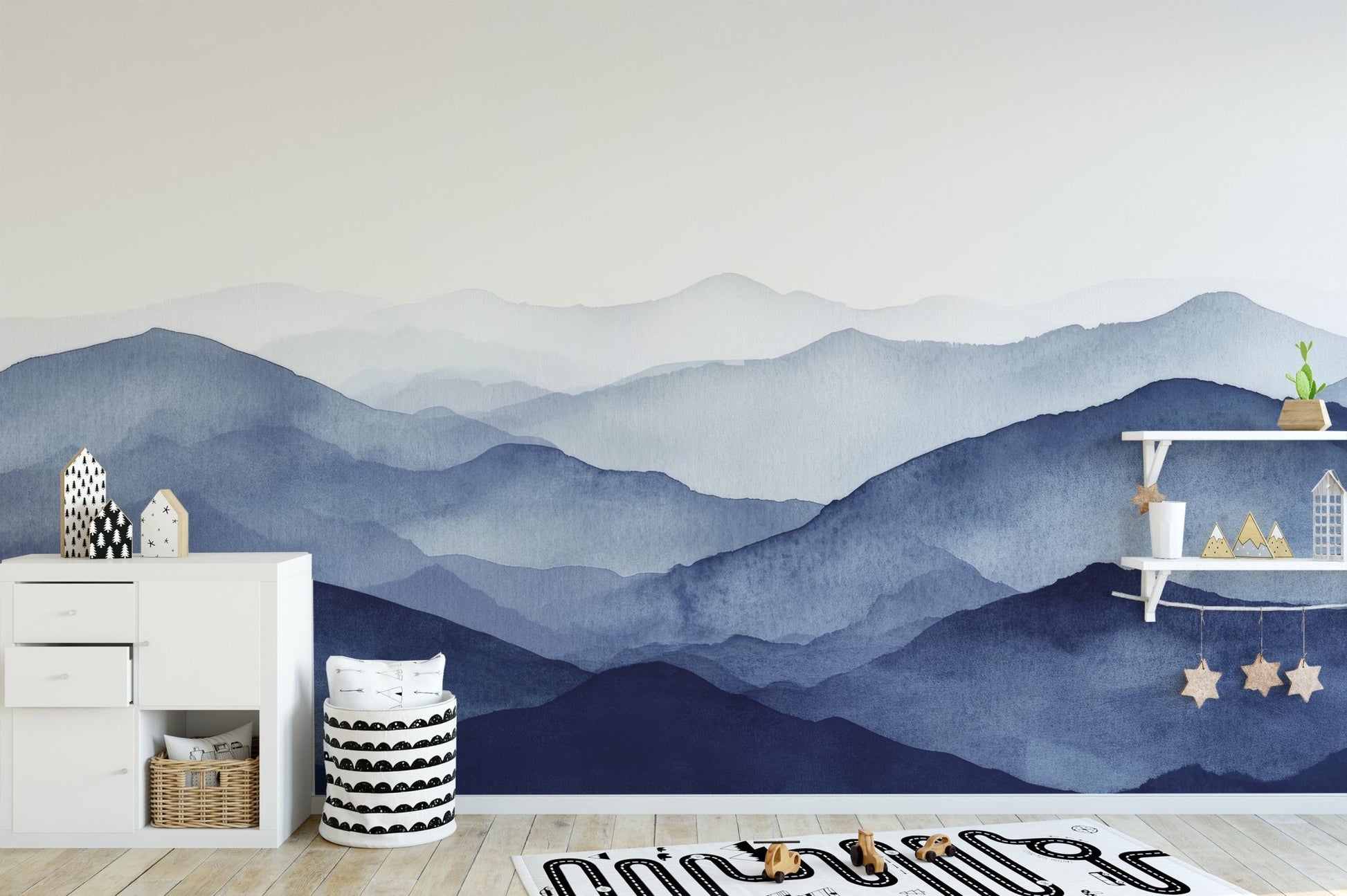 Misty Blue Mountains Wall Mural - Wallanza