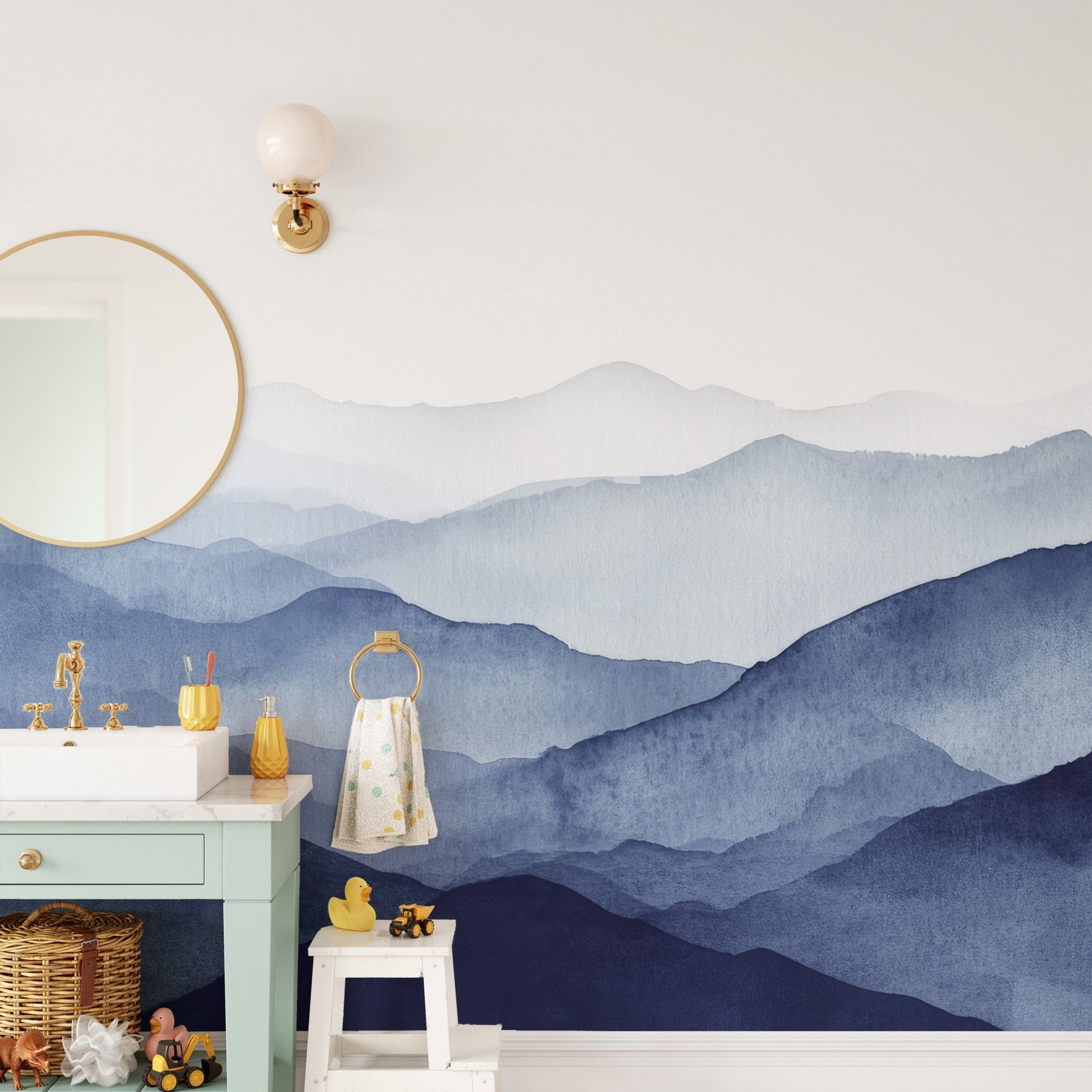 Misty Blue Mountains Wall Mural - Wallanza