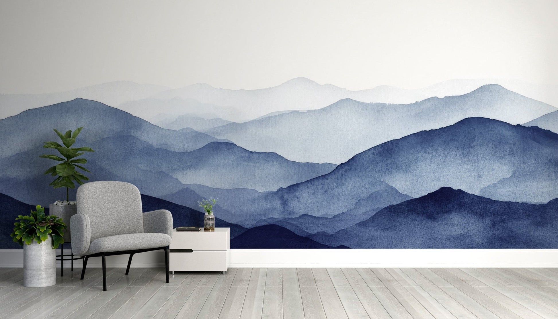 Misty Blue Mountains Wall Mural - Wallanza