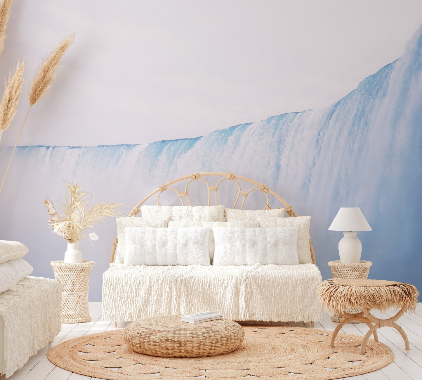 Misty Blue Waterfall Wall Mural - Wallanza