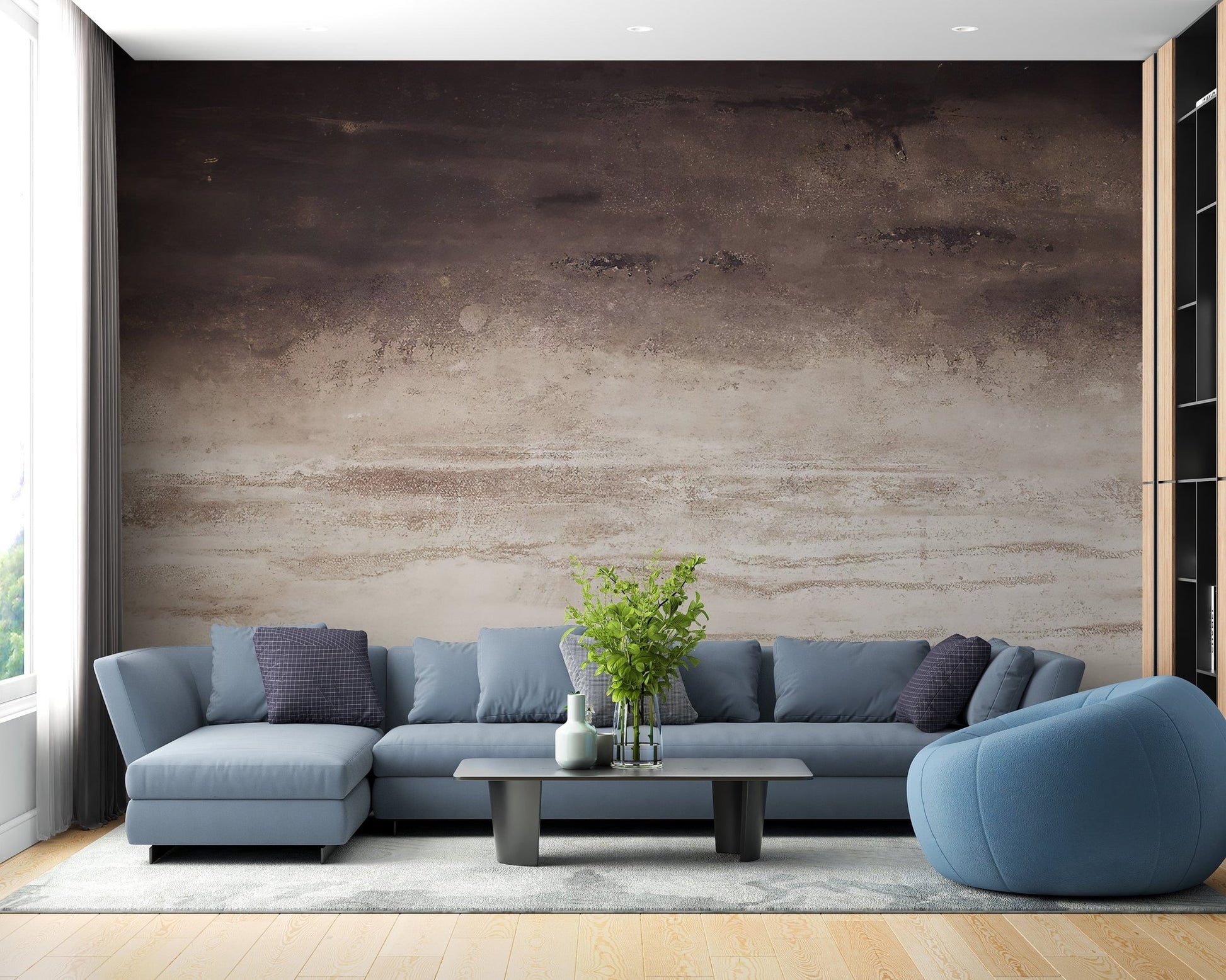 Misty Brown Horizon Wall Mural - Wallanza