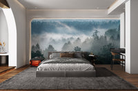 Misty Evergreen Forest Wallpaper - Wallanza