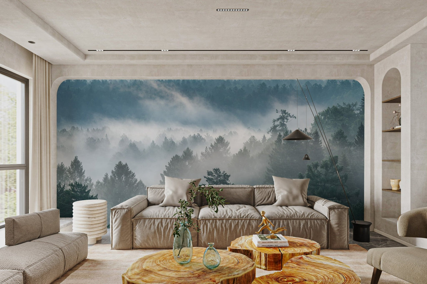 Misty Evergreen Forest Wallpaper - Wallanza