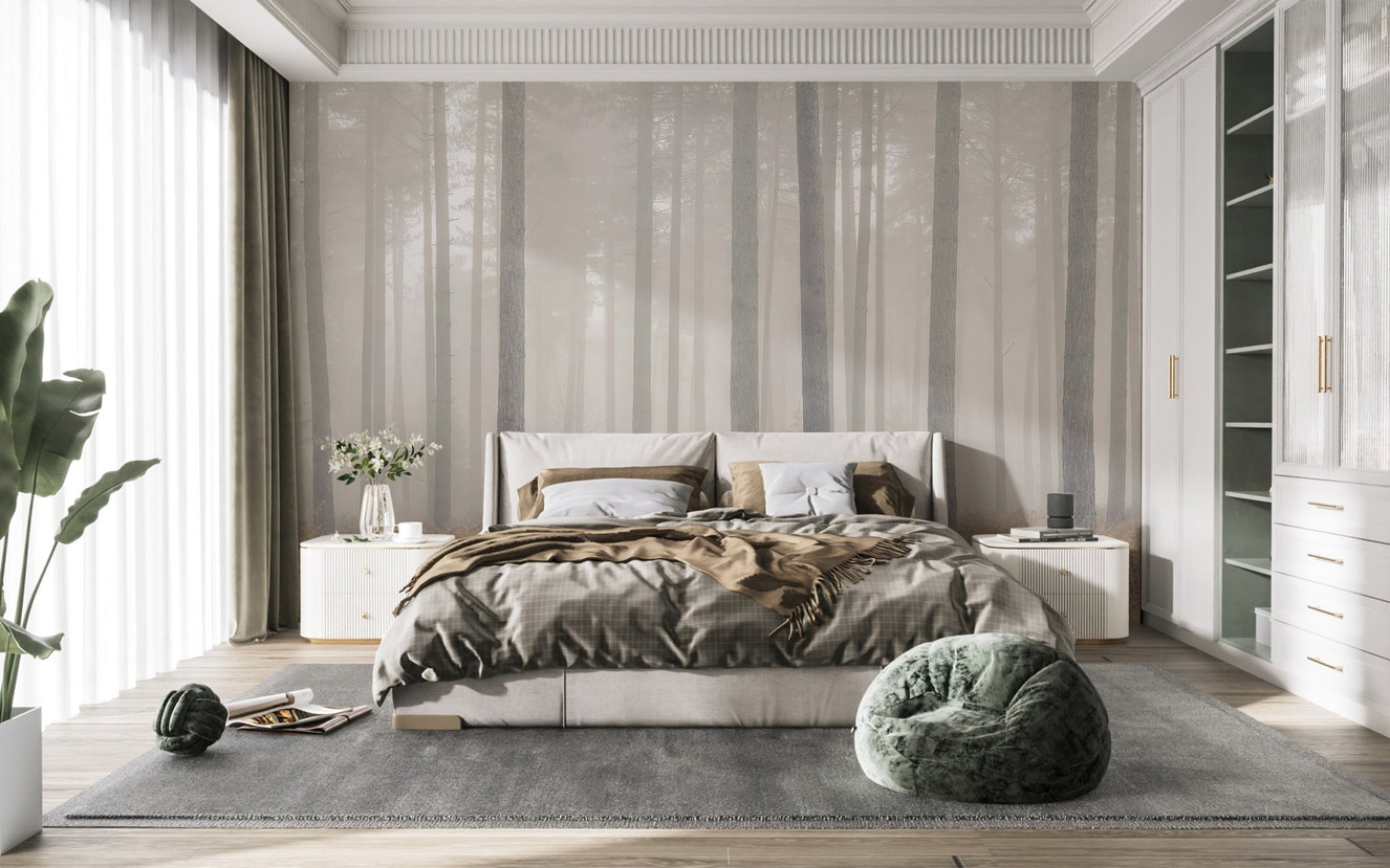 Misty Forest Scene Wall Mural - Wallanza