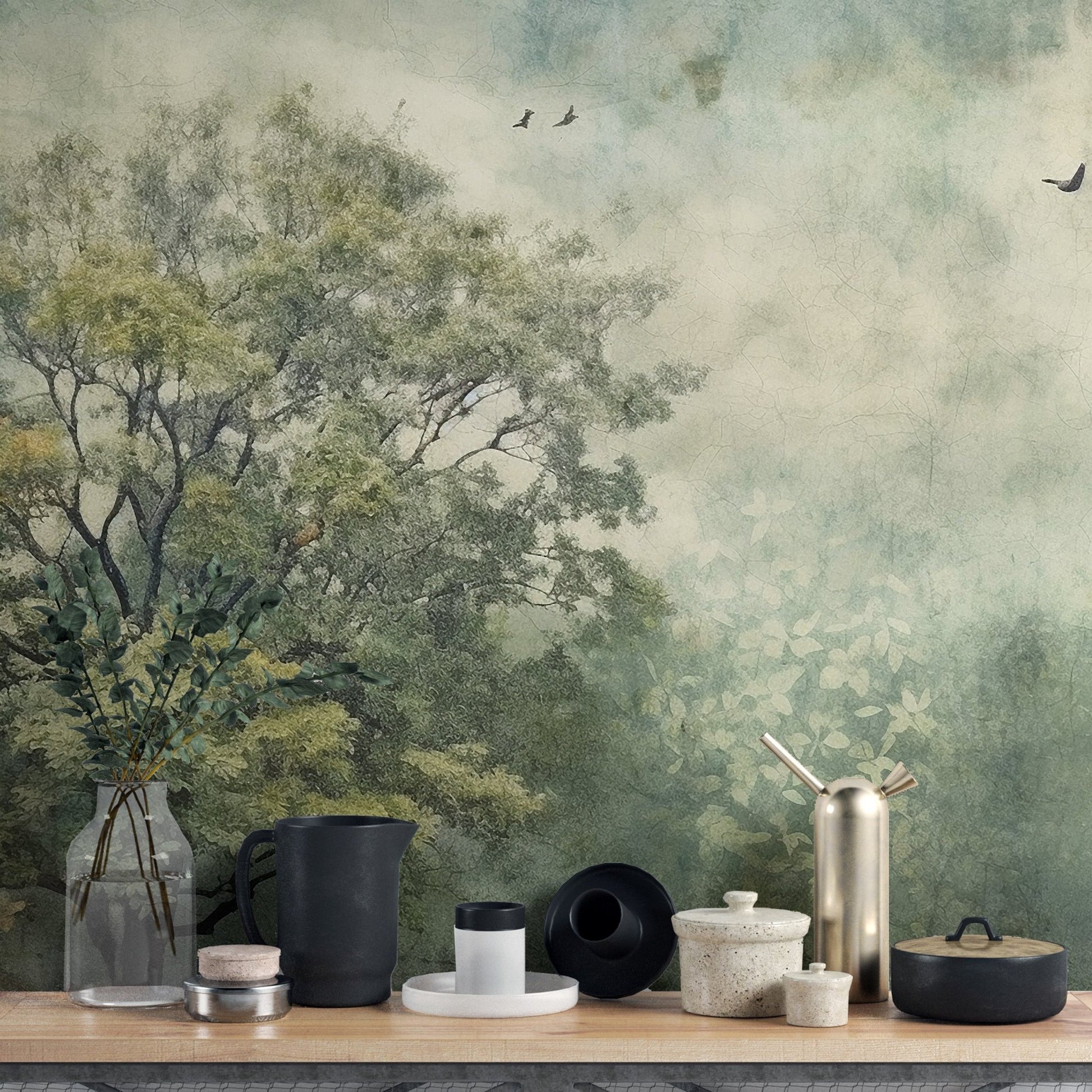 Misty Forest Wallpaper Mural - Wallanza