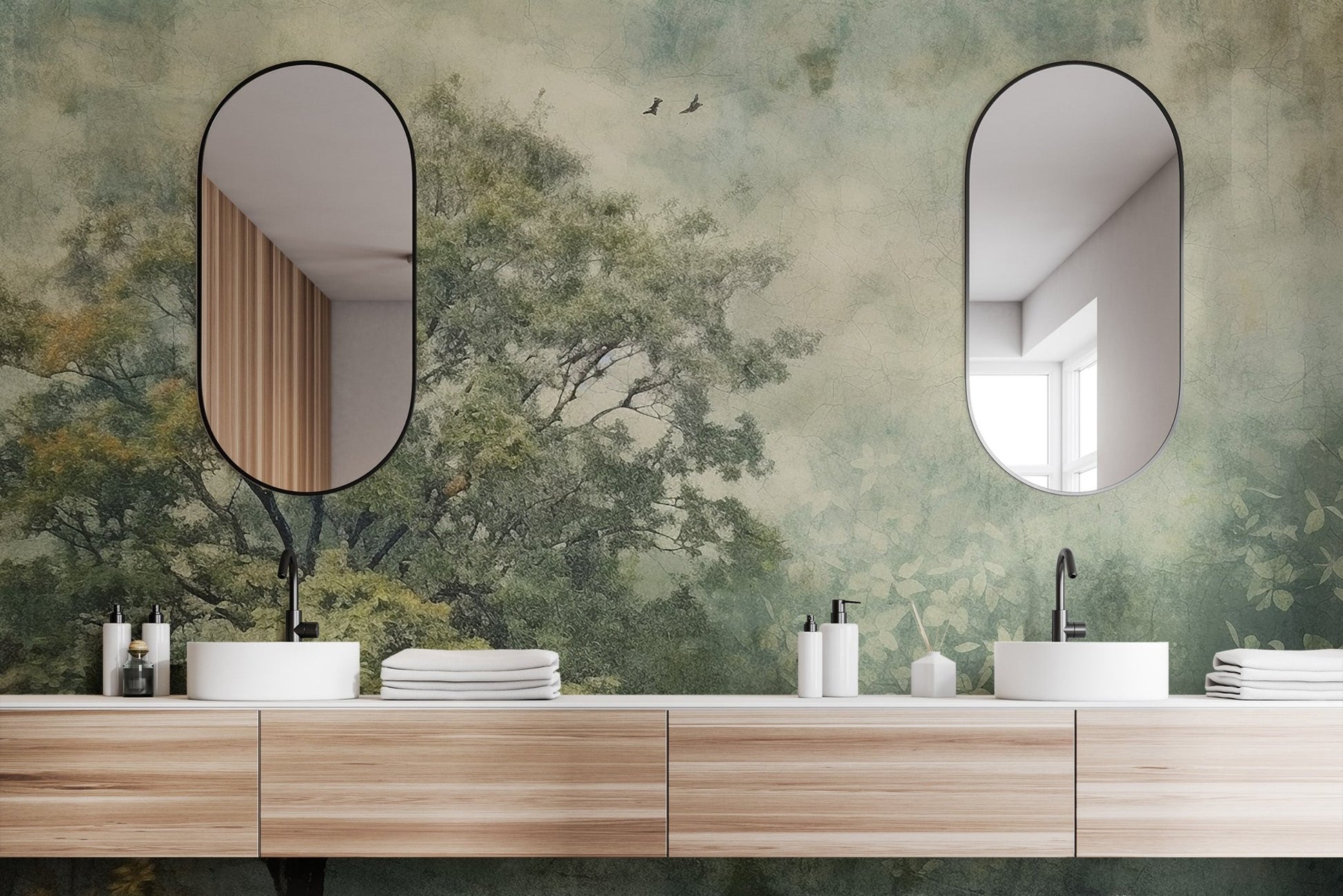 Misty Forest Wallpaper Mural - Wallanza