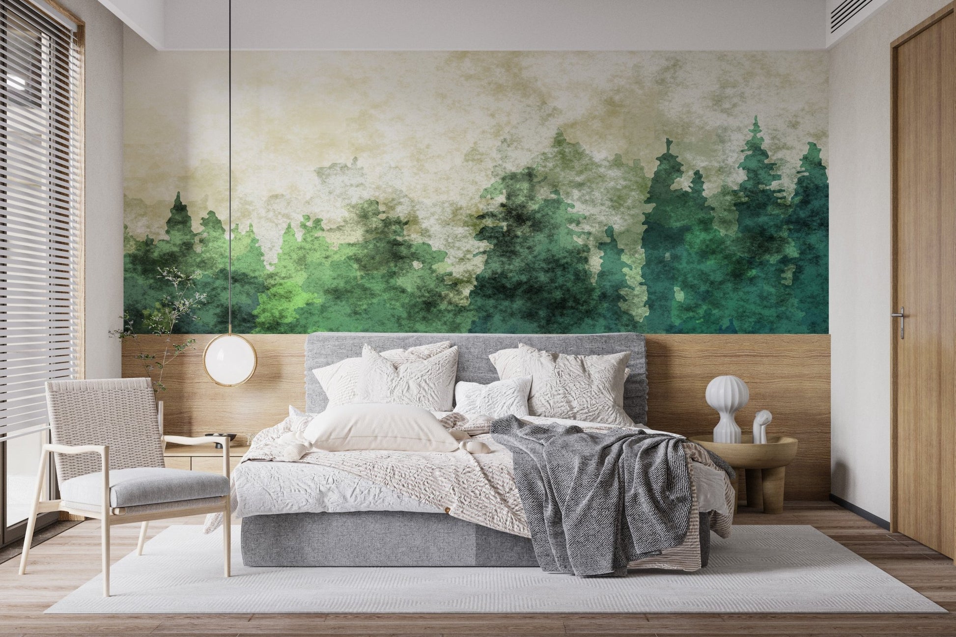 Watercolor Elegance Misty Forest Wallpaper Mural

