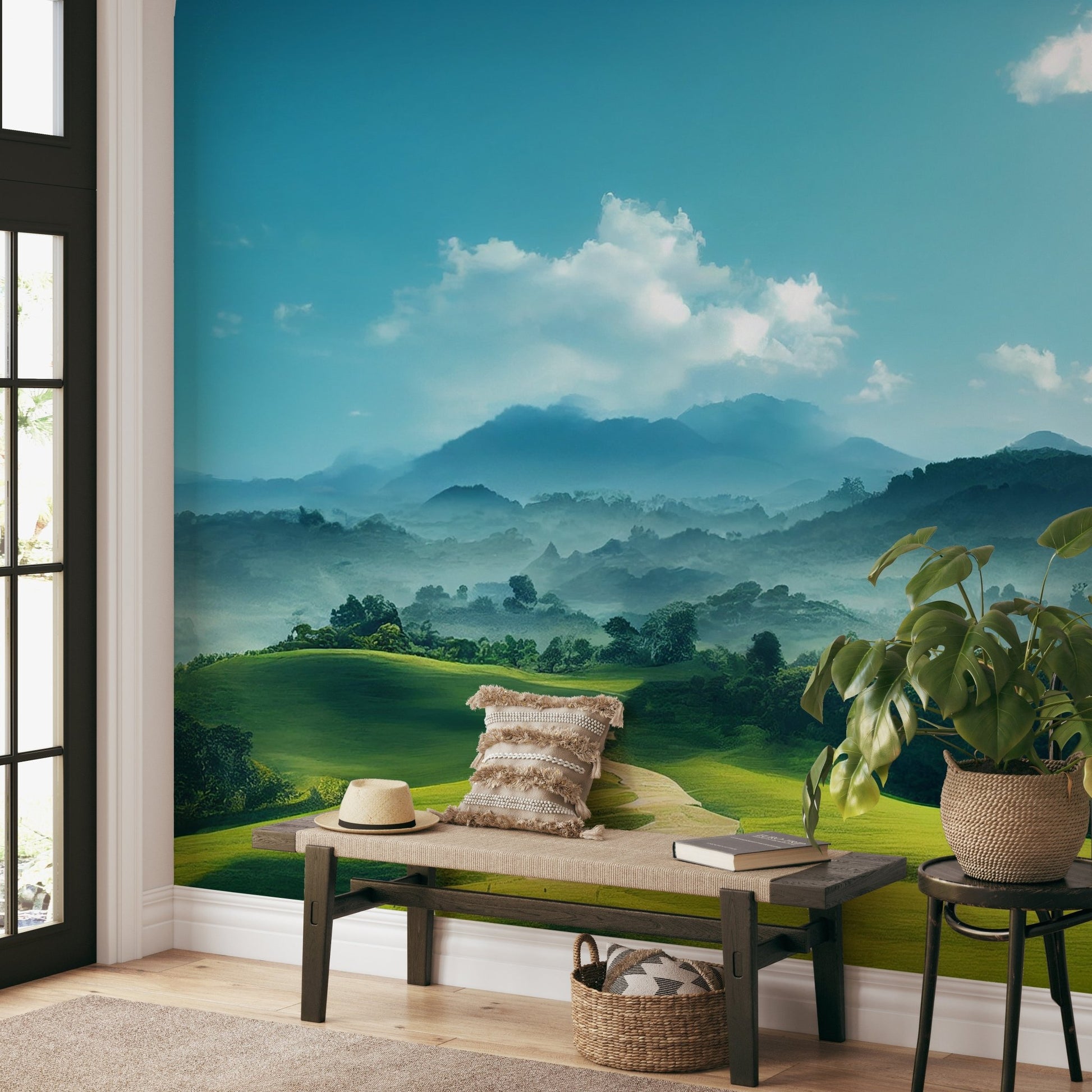 Misty Green Hills Landscape Wallpaper - Wallanza