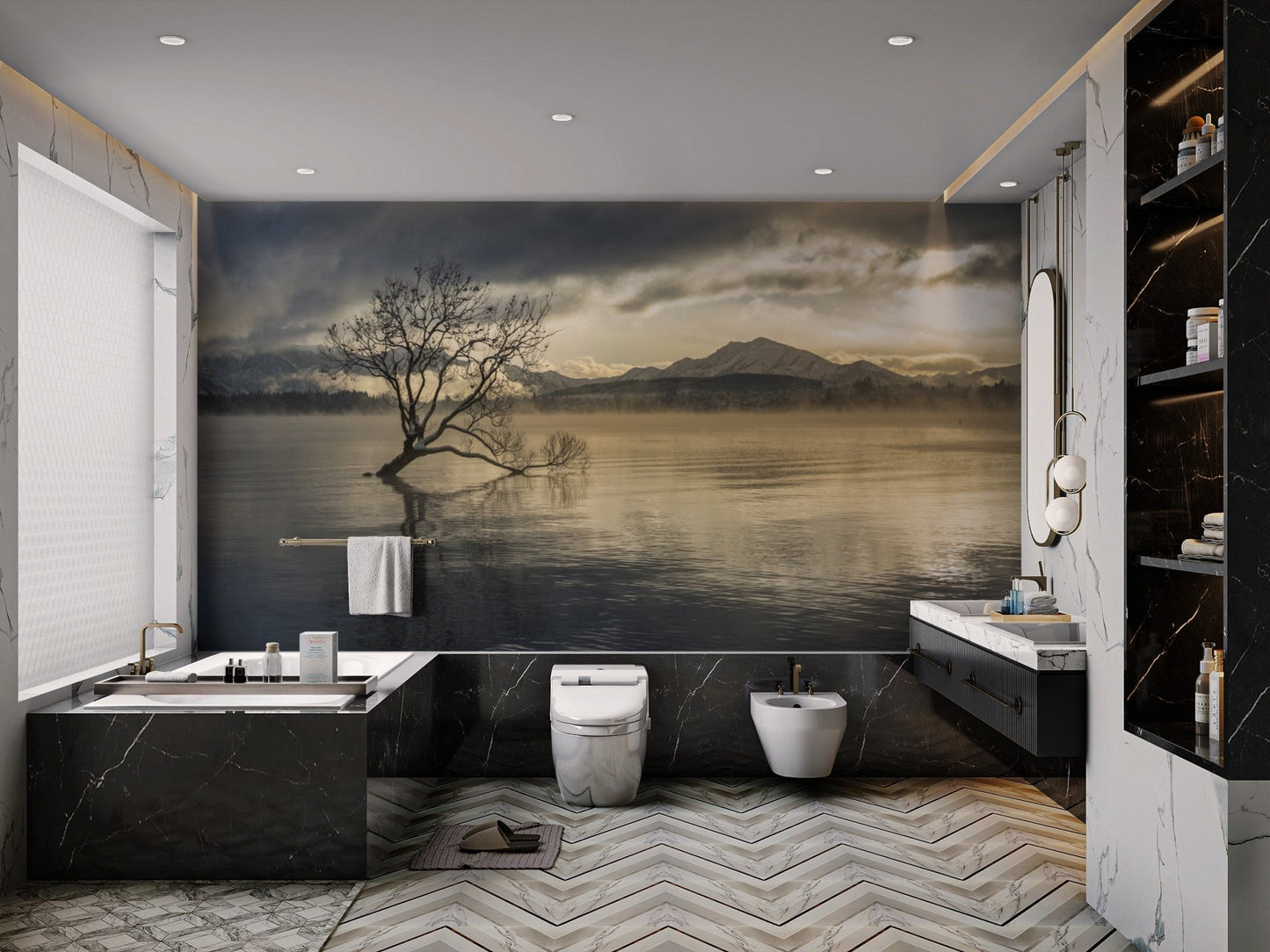 Misty Lake Tree Wallpaper - Wallanza