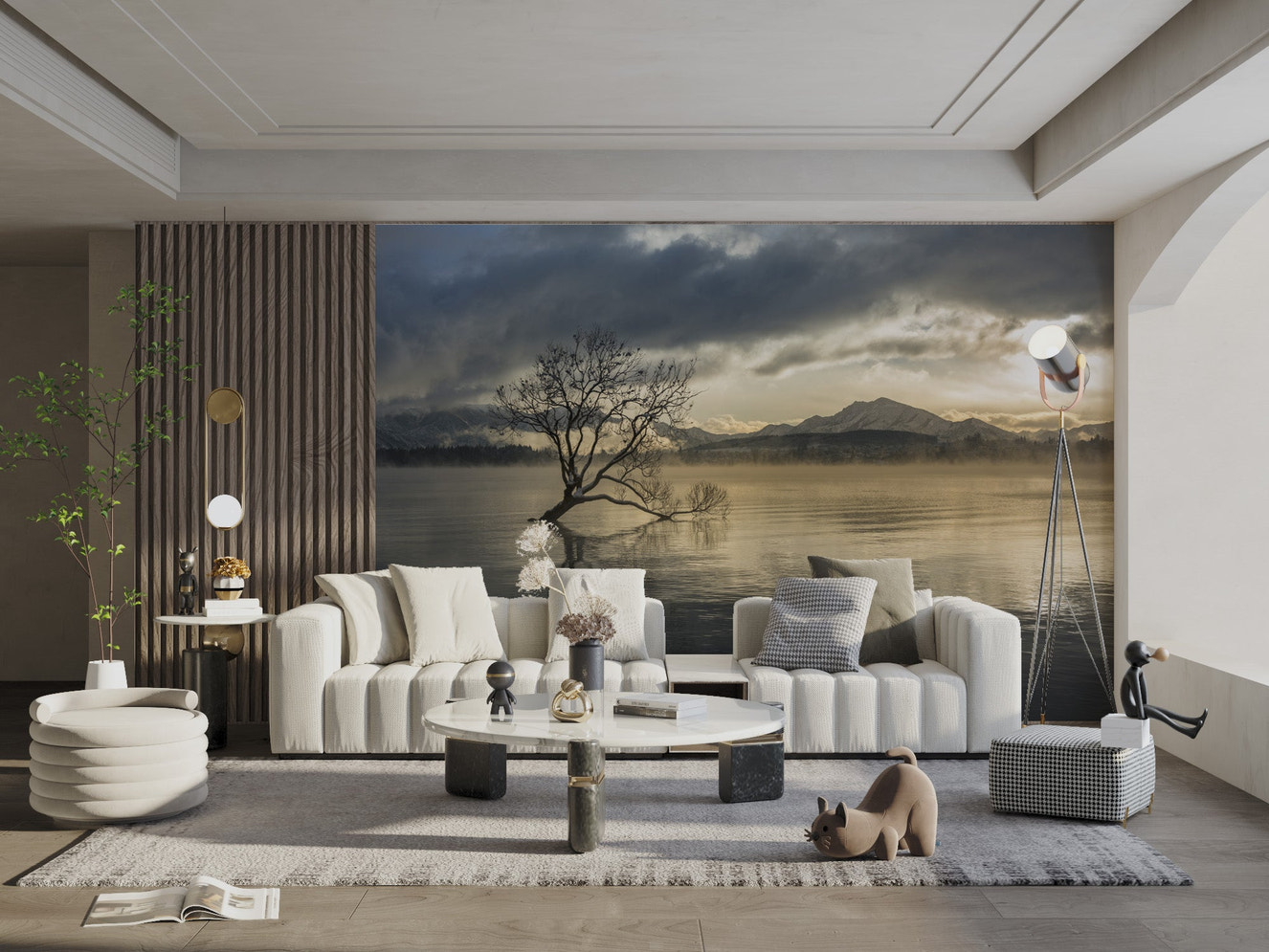 Misty Lake Tree Wallpaper - Wallanza