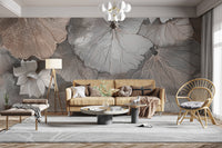 Misty Lotus Leaves Wall Mural - Wallanza