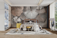 Misty Lotus Leaves Wall Mural - Wallanza