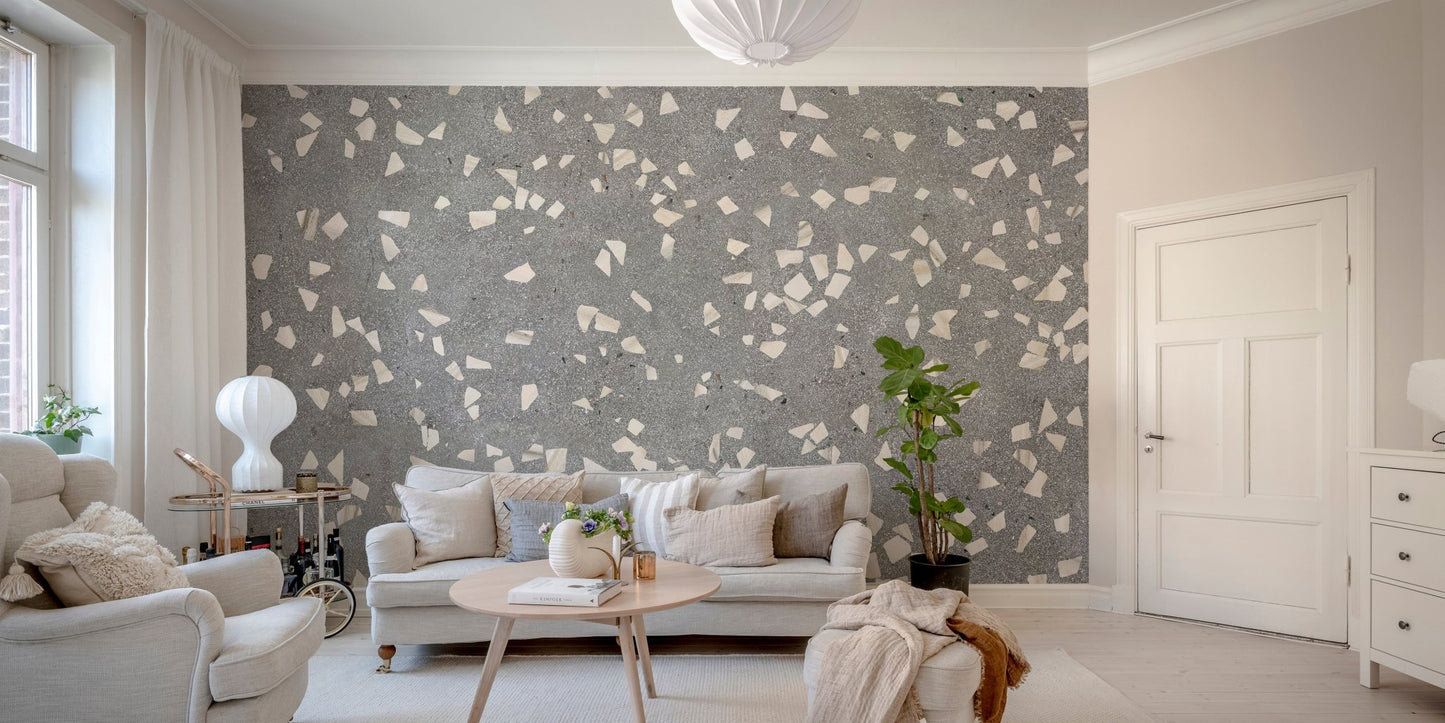 Misty marble texture mural for serene home spaces
