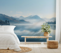 Misty Mountain Lake Wallpaper Mural - Wallanza