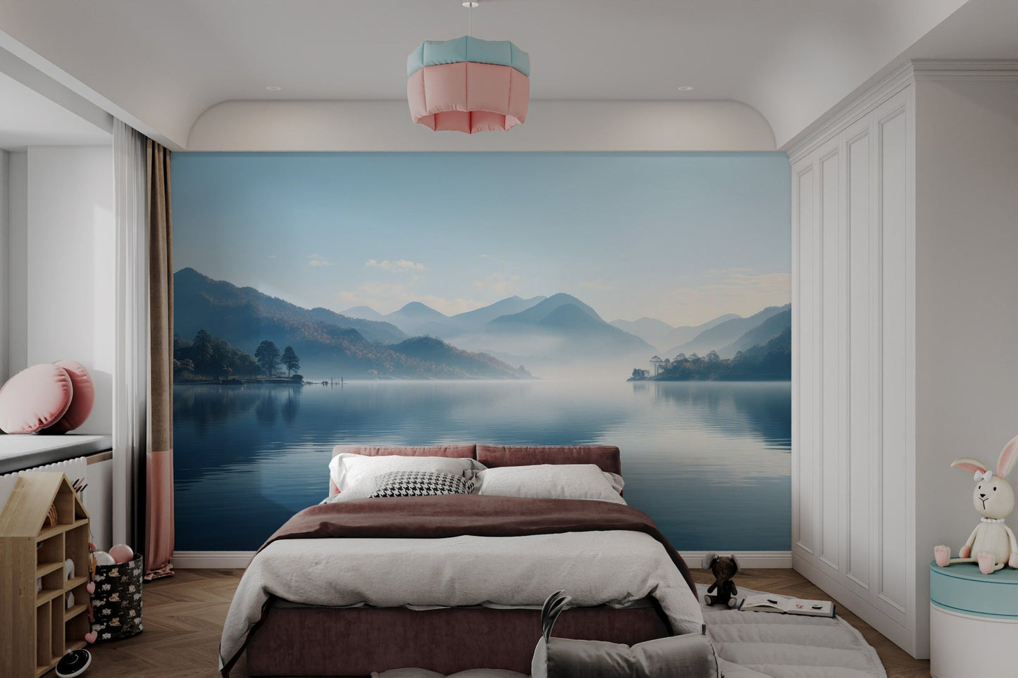 Misty Mountain Lake Wallpaper Mural - Wallanza