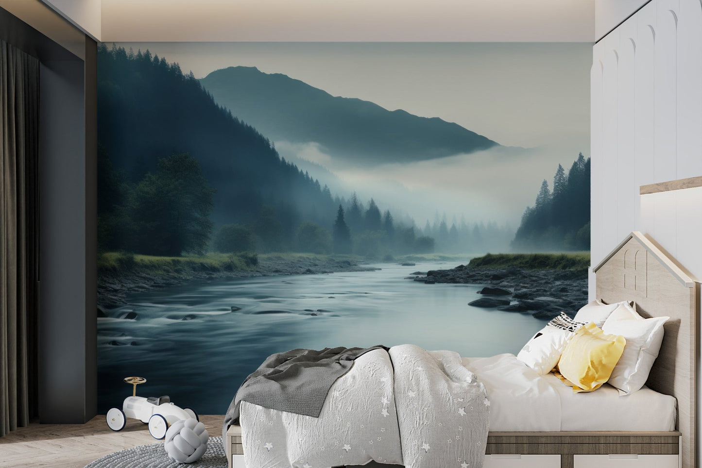 Misty Mountain River Wallpaper - Wallanza