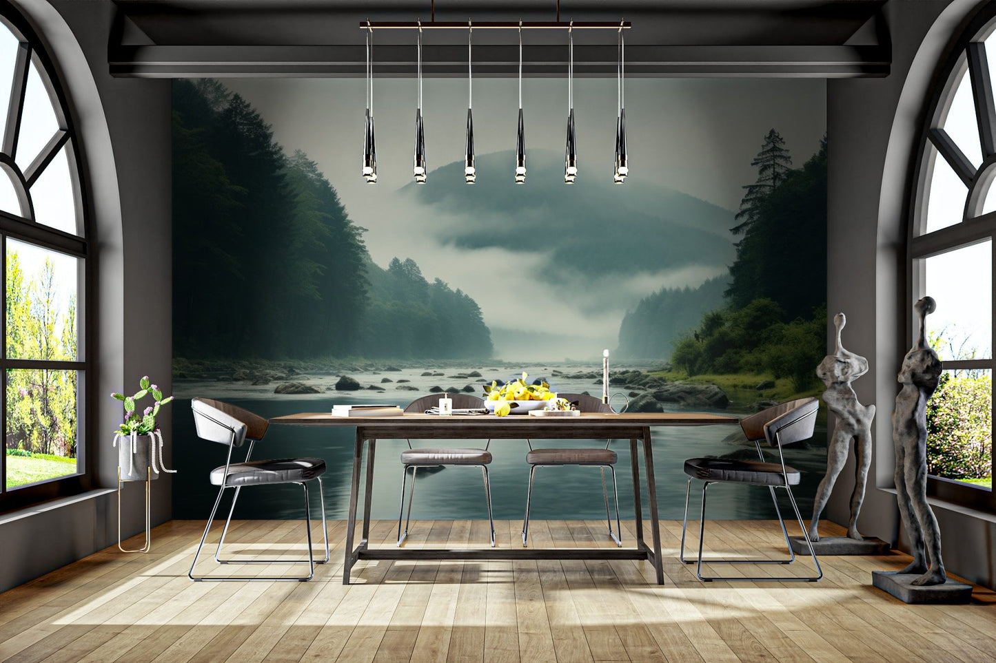 Misty Mountain River Wallpaper - Wallanza
