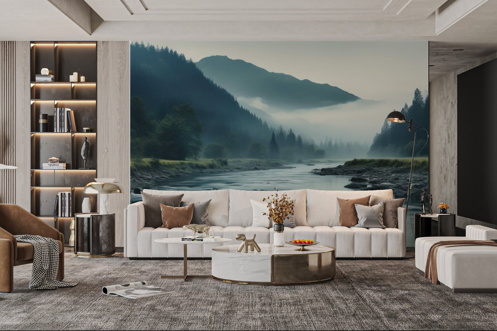 Misty Mountain River Wallpaper - Wallanza