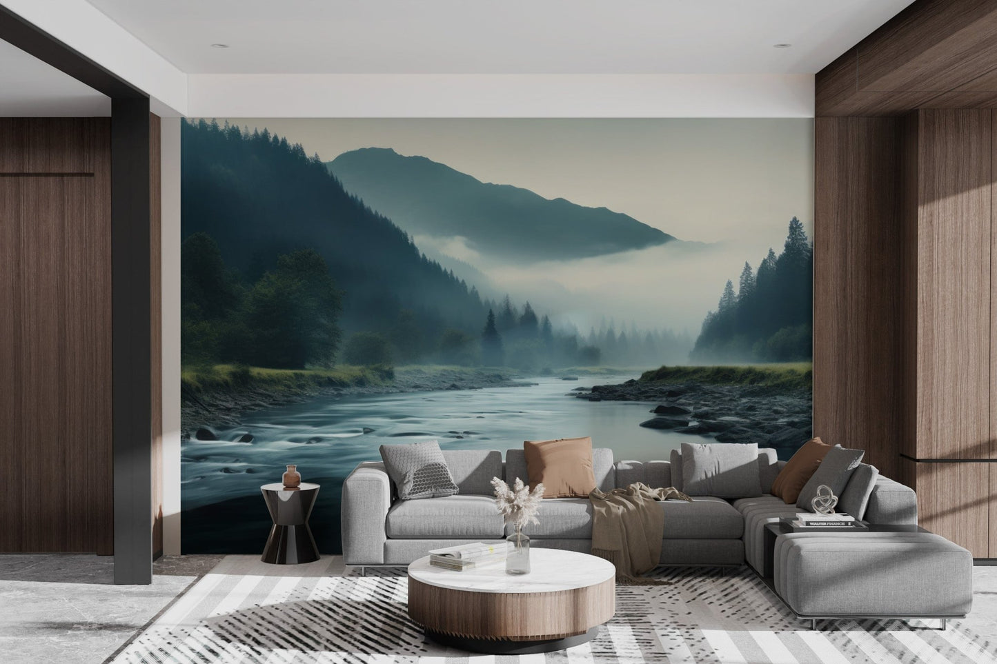 Misty Mountain River Wallpaper - Wallanza