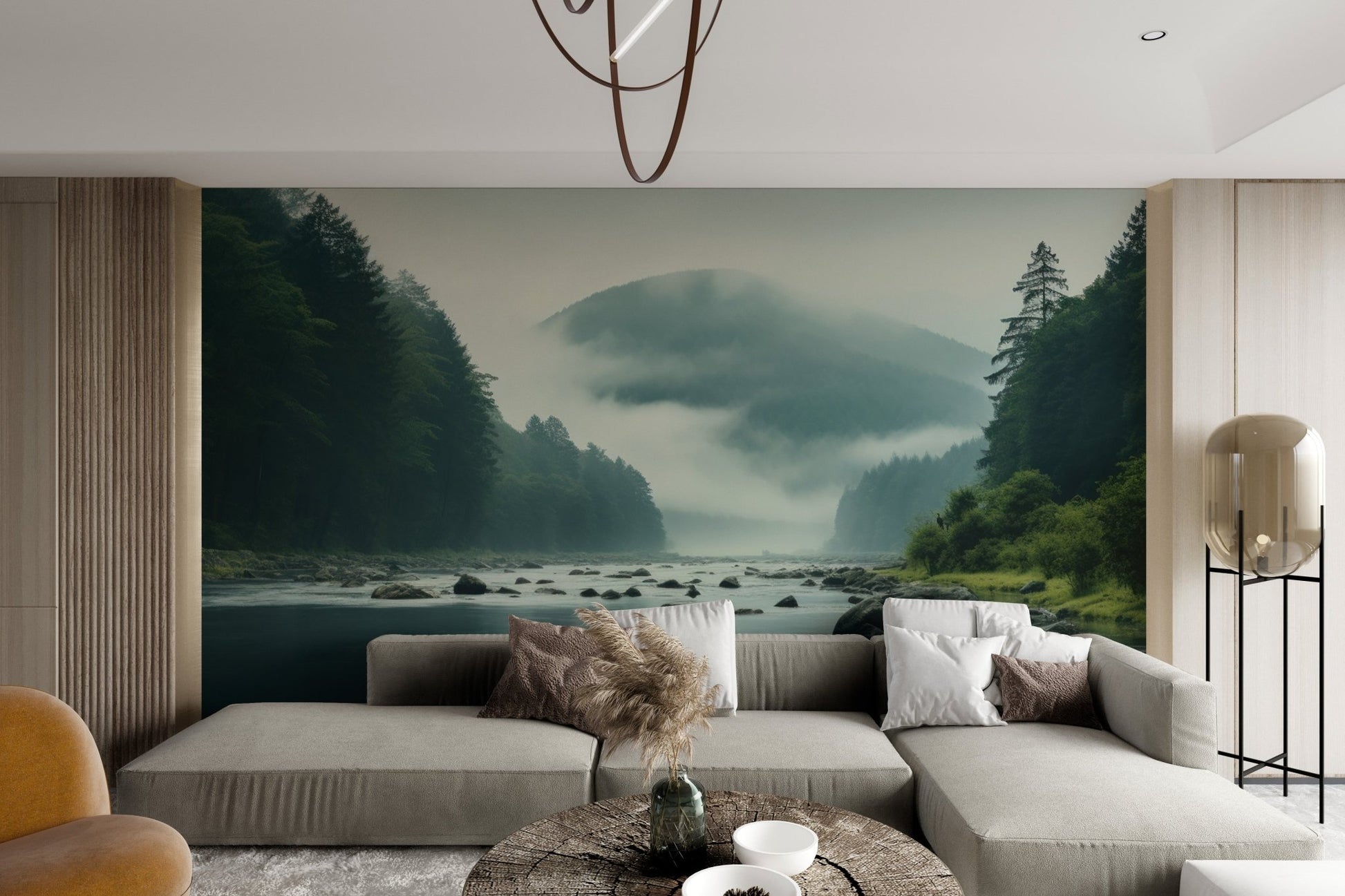 Misty Mountain River Wallpaper - Wallanza