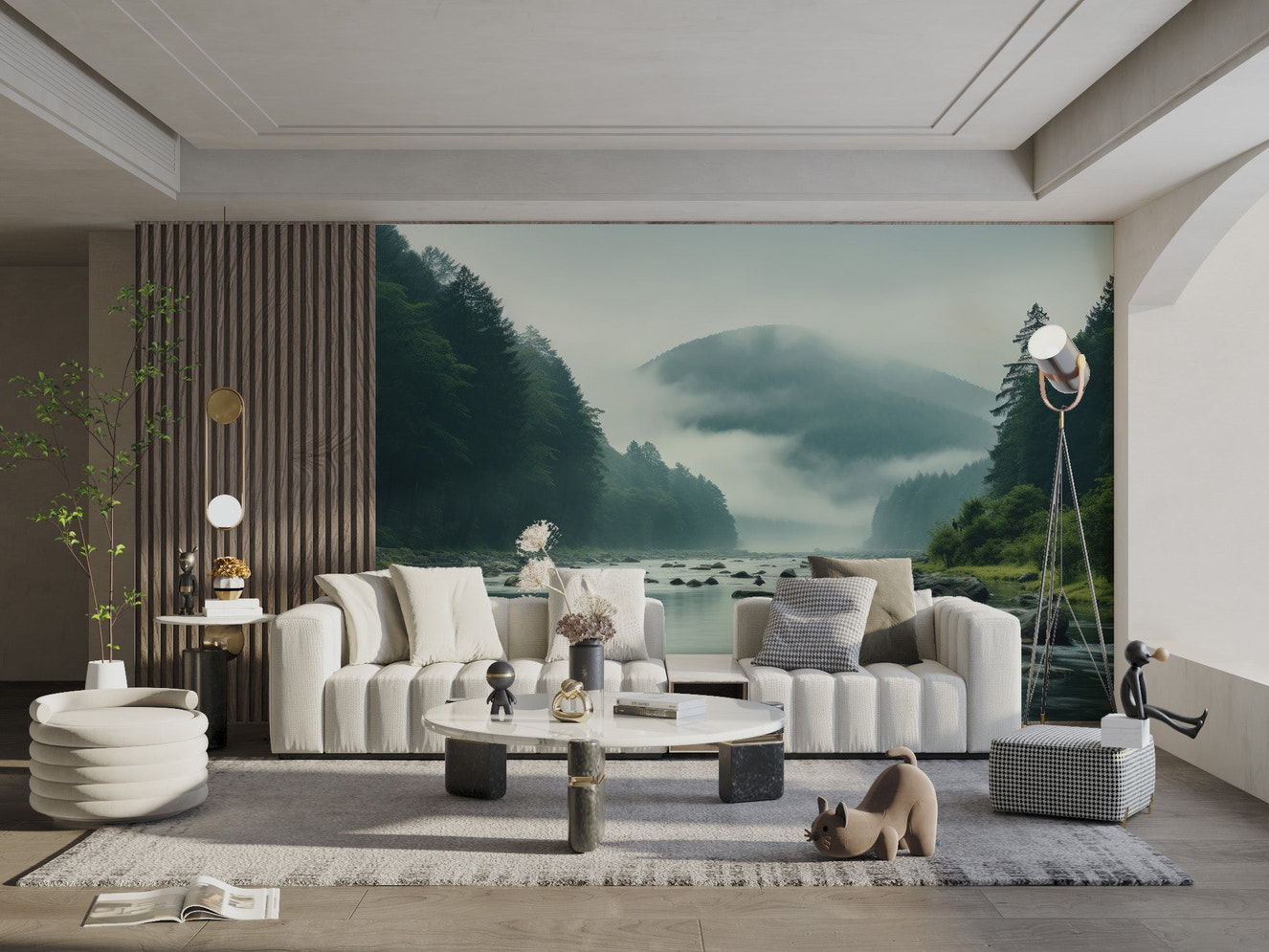 Misty Mountain River Wallpaper - Wallanza