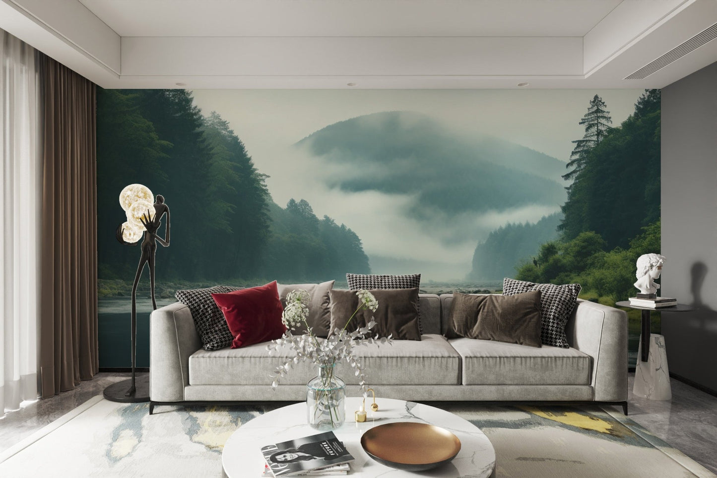 Misty Mountain River Wallpaper - Wallanza