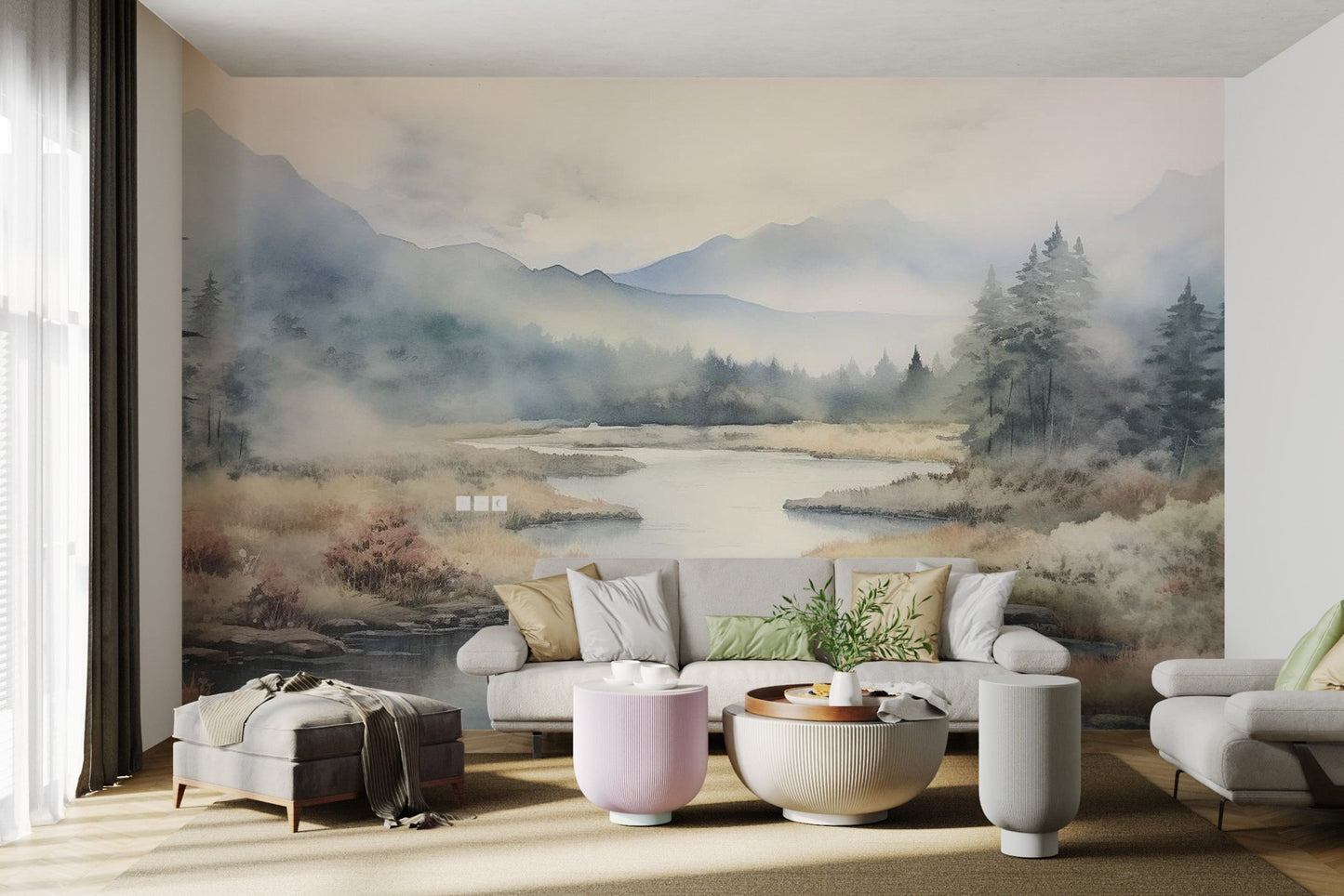 Misty Mountain River Wallpaper - Wallanza