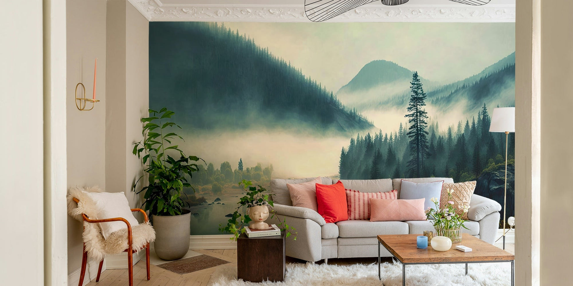 Misty Mountain Wall Mural - Wallanza
