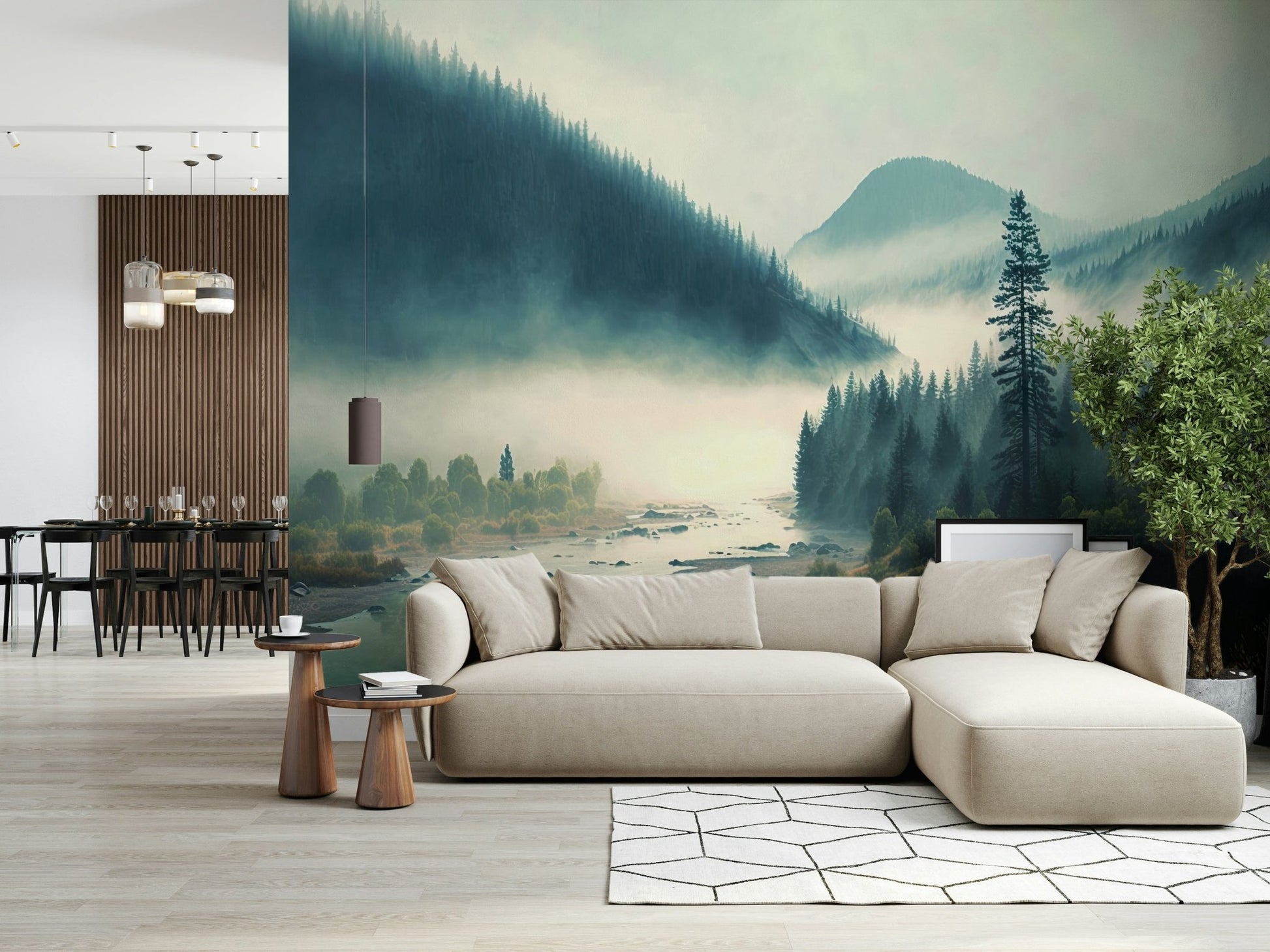 Misty Mountain Wall Mural - Wallanza