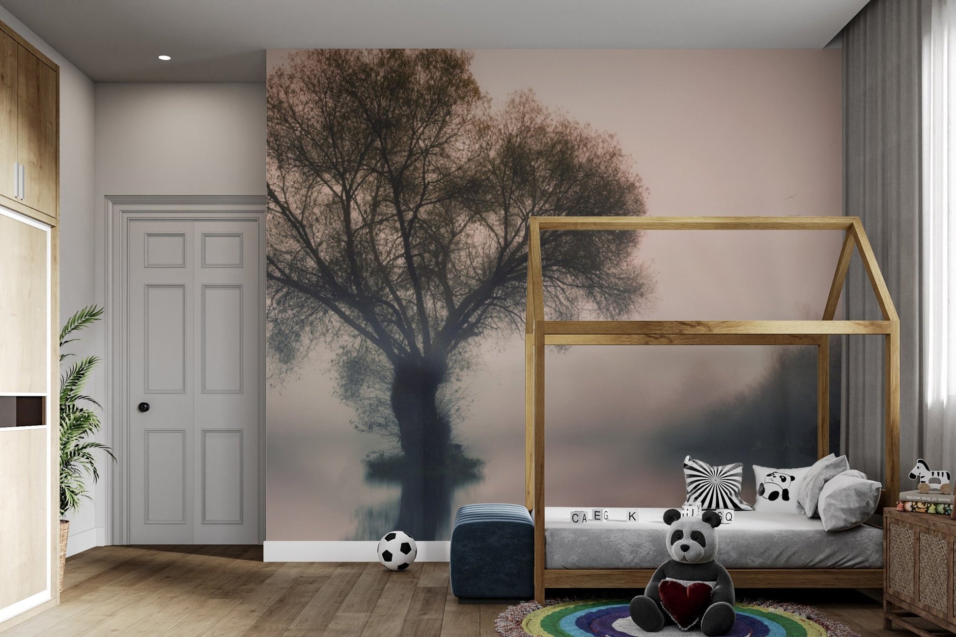 Misty Solitary Tree Wallpaper - Wallanza