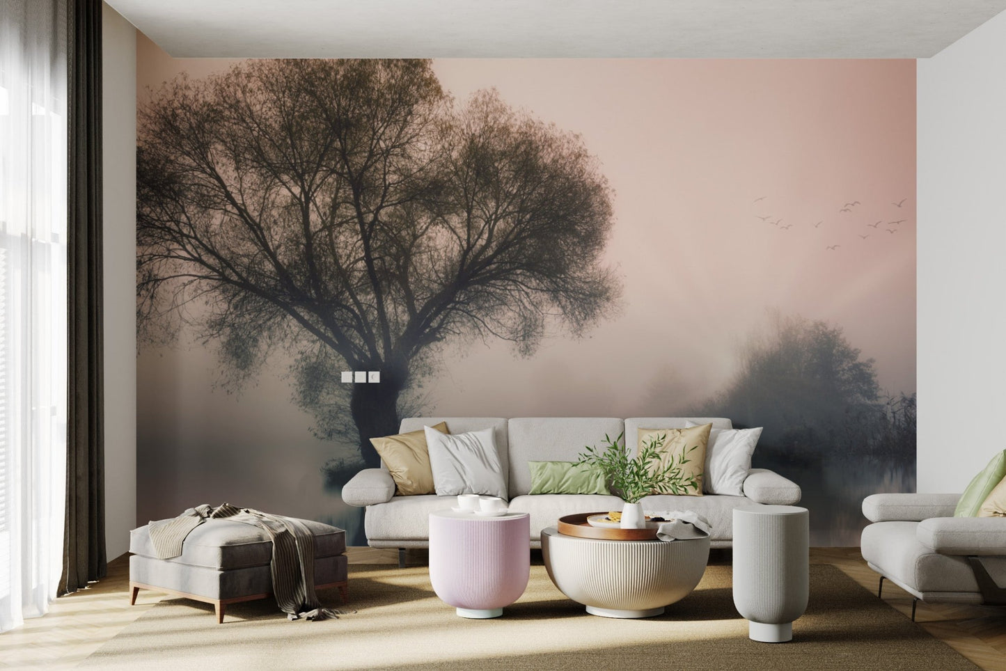 Misty Solitary Tree Wallpaper - Wallanza