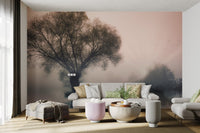 Misty Solitary Tree Wallpaper - Wallanza