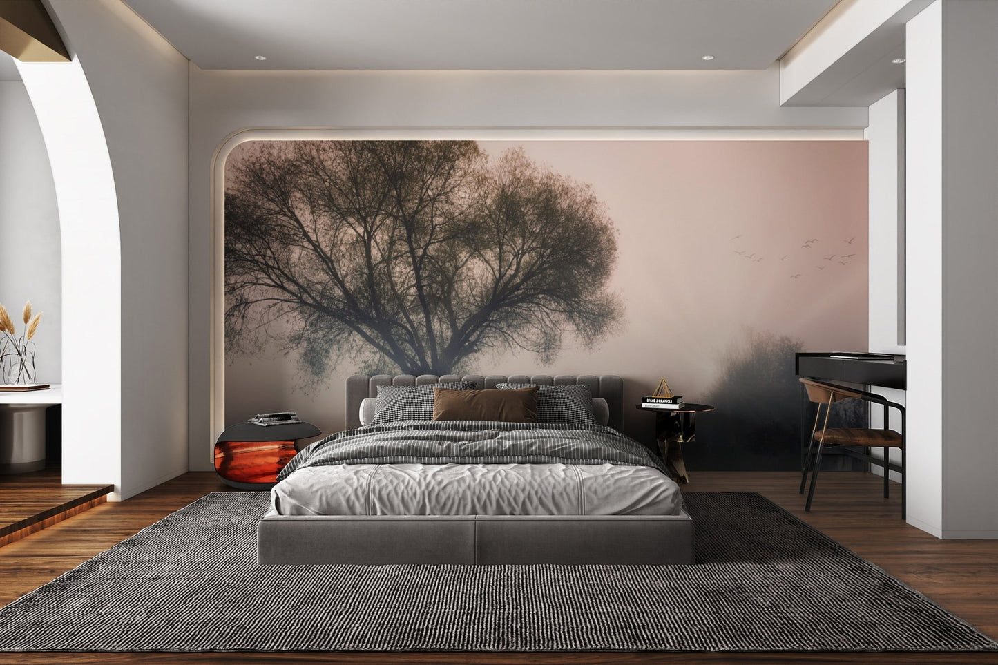 Misty Solitary Tree Wallpaper - Wallanza