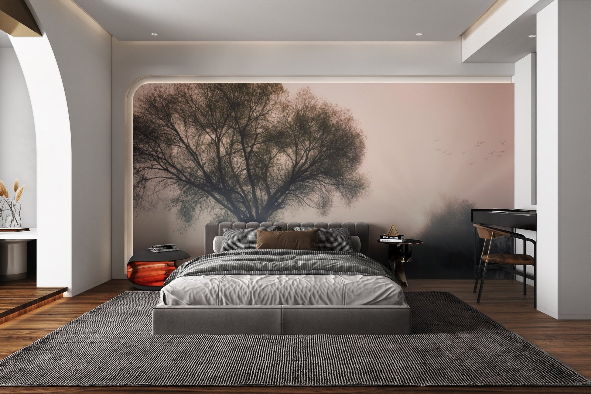 Misty Solitary Tree Wallpaper - Wallanza