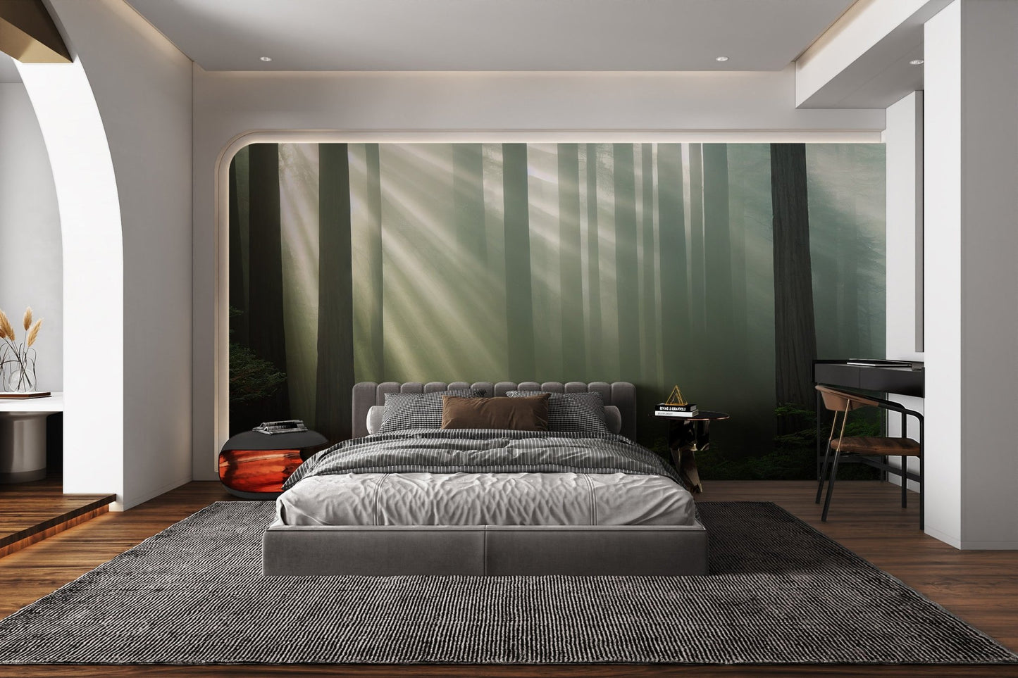 Misty Sunbeam Forest Wallpaper - Wallanza