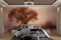 Misty Sunrise Tree Wallpaper - Wallanza