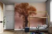Misty Sunrise Tree Wallpaper - Wallanza