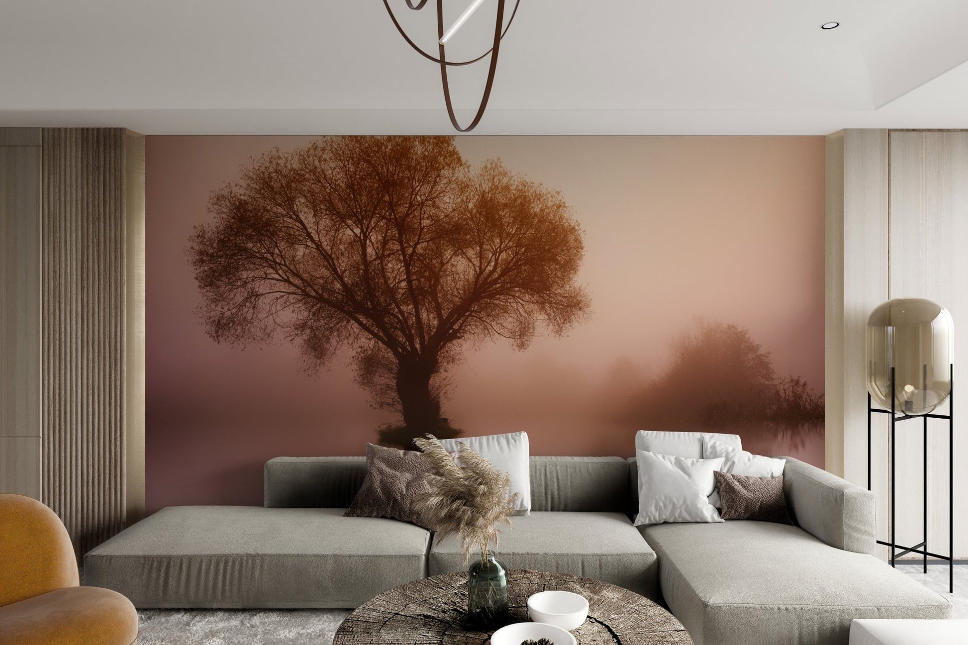 Misty Sunrise Tree Wallpaper - Wallanza