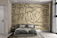 Modern Abstract Black Line Wallpaper - Wallanza