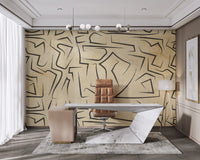 Modern Abstract Black Line Wallpaper - Wallanza