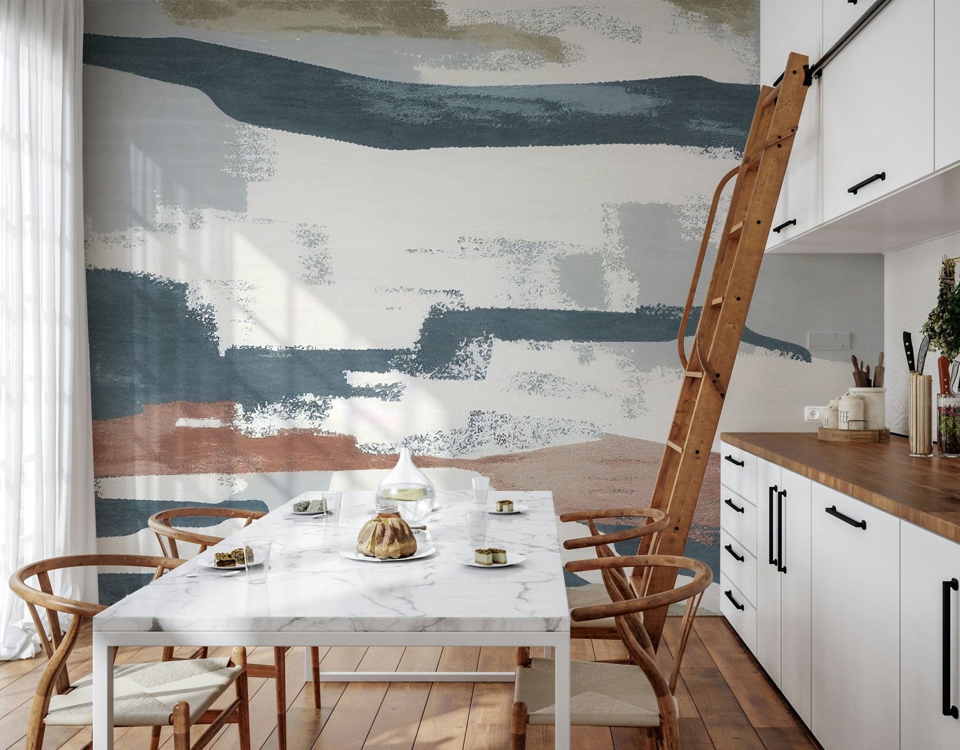 Apartment Modern Gray Wall Mural abstract blue  accent wall