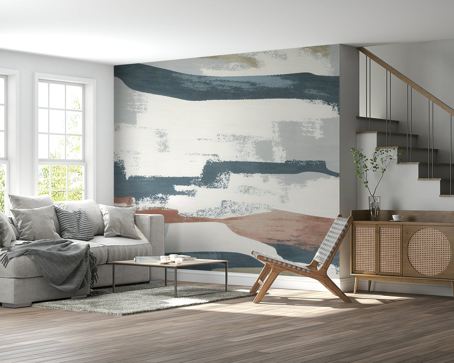 Loft abstract blue-gray feature wall mural