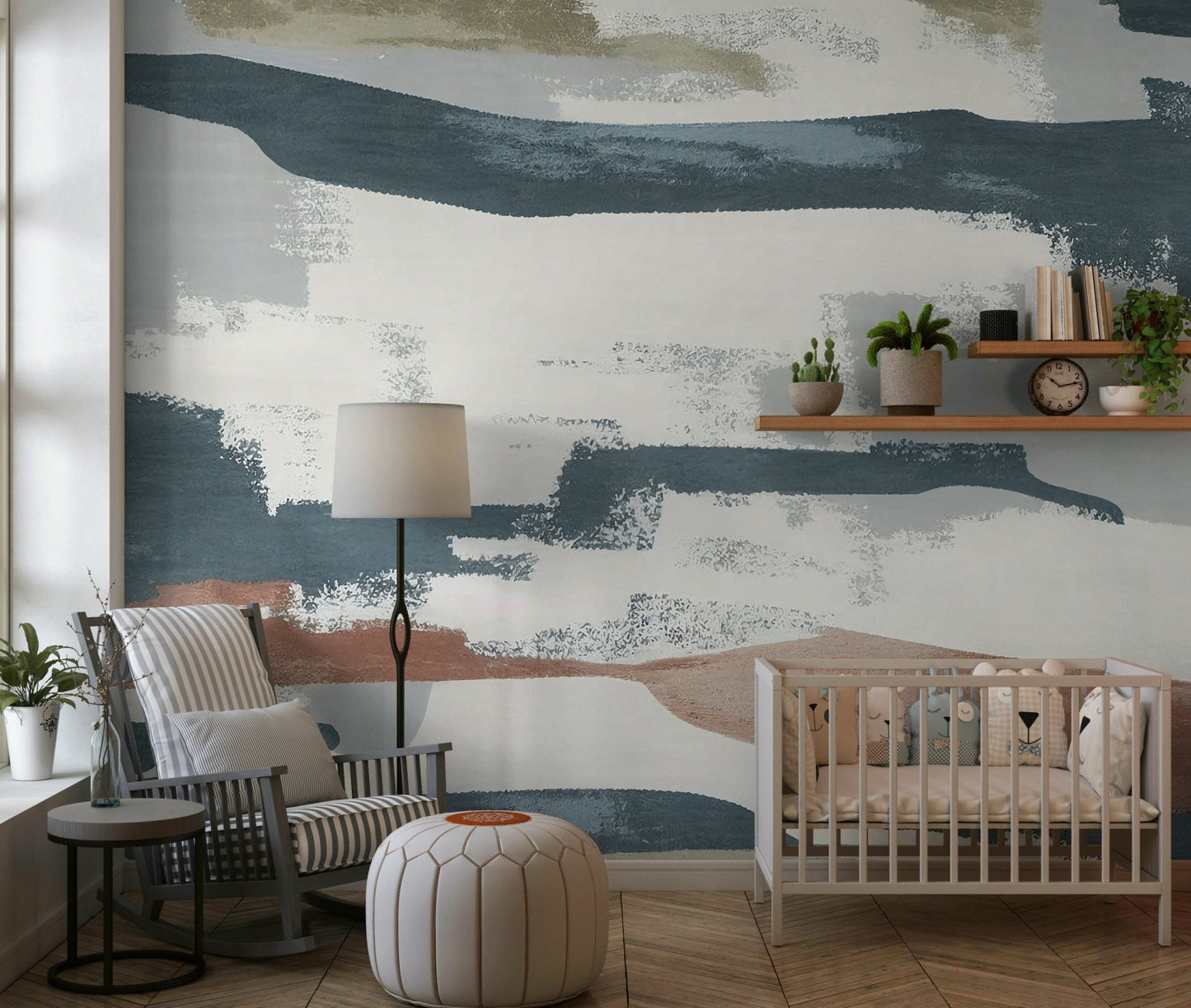 Home abstract soft gray accent wall mural