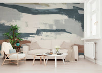 Den Modern Abstract Brushstroke Wall Mural blue full wall