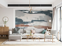 Loft Abstract Brushstroke Wall Mural teal full wall