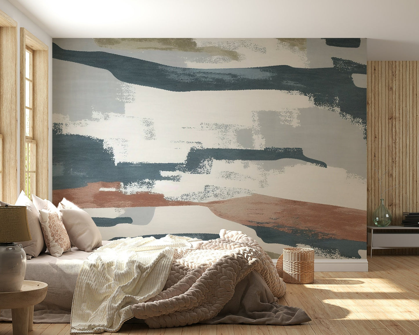 Bedroom  Brushstroke Modern Wall Mural rust full wall